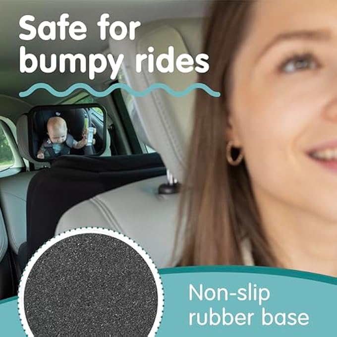 Onco Baby Car Mirror - Peace of Mind to Keep an Eye on Baby in a Rear Facing Child seat - Premium Black Frame - Image 5