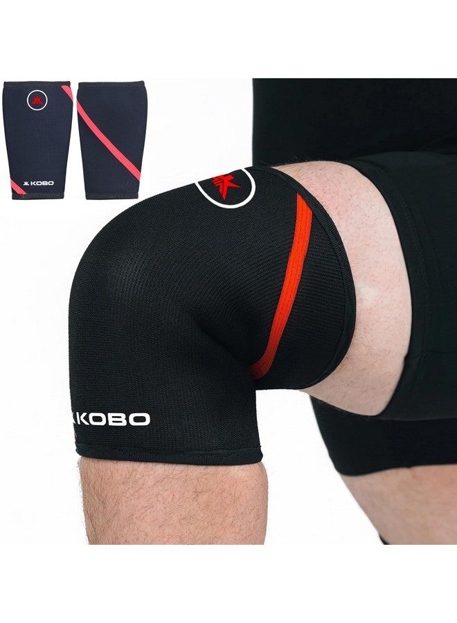 Kobo 7 mm Knee Cap Compression Support Knee Sleeves for Powerlifting Gym Squats Running Cycling Sports Jogging Workout Pain Relief (Material: Neoprene & Spandex) - Image 1