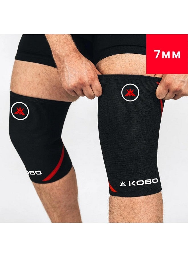Kobo 7 mm Knee Cap Compression Support Knee Sleeves for Powerlifting Gym Squats Running Cycling Sports Jogging Workout Pain Relief (Material: Neoprene & Spandex) - Image 2