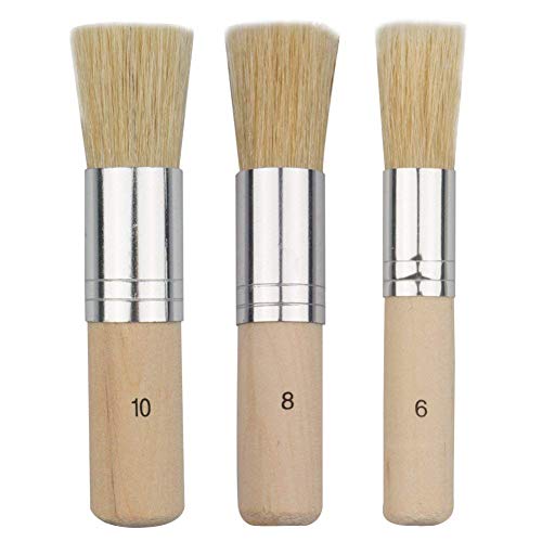 Deziine Wooden Stencil Brush, Natural Bristle Brushes Perfect for Acrylic Painting, Oil Painting, Watercolor Painting, Stencil Project, Card Making and DIY Art Crafts (Set of 3). - Image 1