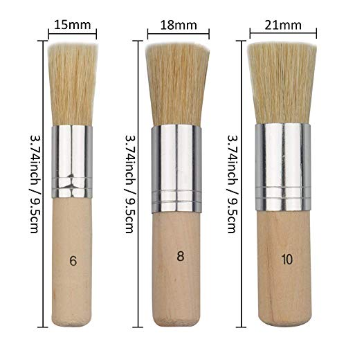 Deziine Wooden Stencil Brush, Natural Bristle Brushes Perfect for Acrylic Painting, Oil Painting, Watercolor Painting, Stencil Project, Card Making and DIY Art Crafts (Set of 3). - Image 3