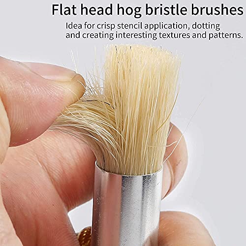 Deziine Wooden Stencil Brush, Natural Bristle Brushes Perfect for Acrylic Painting, Oil Painting, Watercolor Painting, Stencil Project, Card Making and DIY Art Crafts (Set of 3). - Image 4