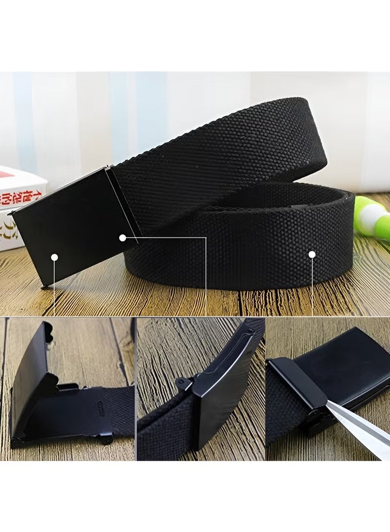 Vanilla Collection Anti-Allergic Matte Buckle Tactical Style Cloth Belt Black Color - Image 2