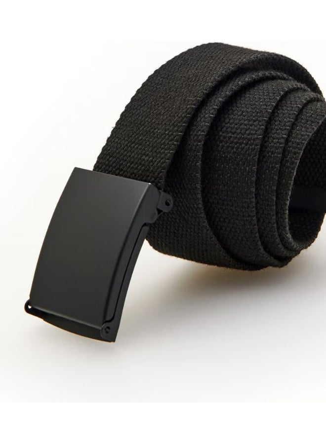 Vanilla Collection Anti-Allergic Matte Buckle Tactical Style Cloth Belt Black Color - Image 3