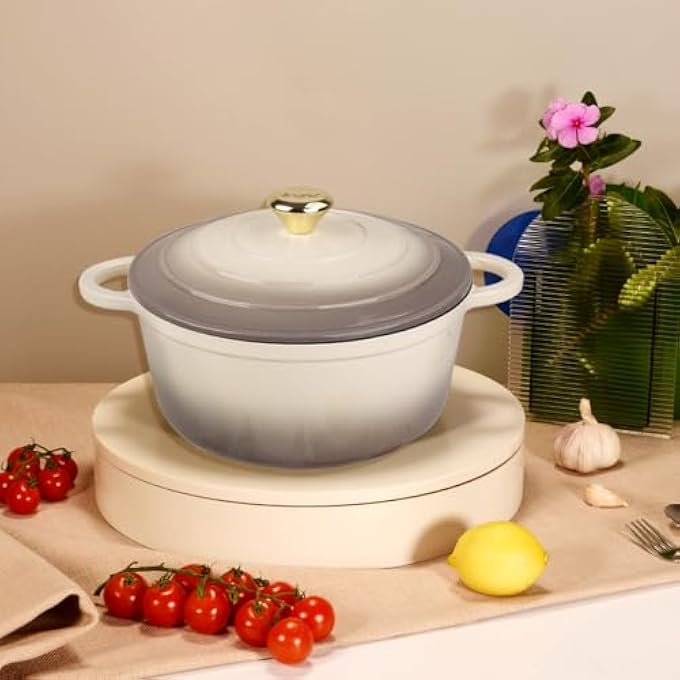 ريحني مجموعة أدوات الطهي الهولندية الحديدية المصنوعة من الحديد الزهر بحجم 7 قطع، وتشمل أواني الطهي المقلي بقطر 24 سم، وأدوات الفرن الهولندي مقاس 18 سم 21 سم 24 سم مع أغطية وقفازات - Image 2