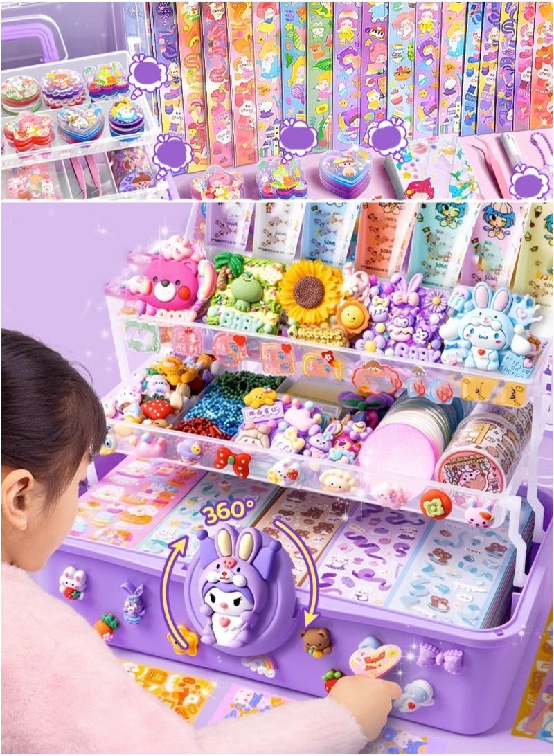 كيلا مجموعة ملصقات DIY من 451 قطعة من غراء الطين الكريمي، مجموعة أدوات حرفية فنية محاكاة DIY مع ملصقات كرتونية وإكسسوارات وسلاسل مفاتيح مع صندوق تخزين للهدايا - Image 3