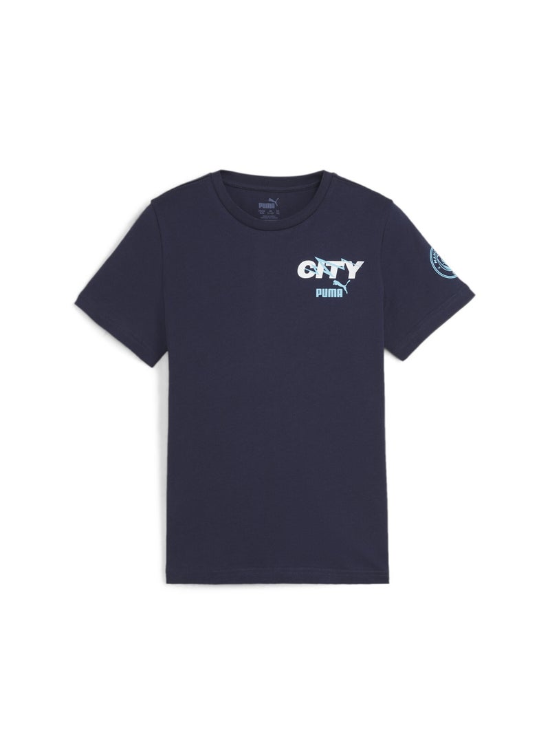 PUMA Manchester City Ftblicons Kids Unisex Blue T-shirt  - Image 1