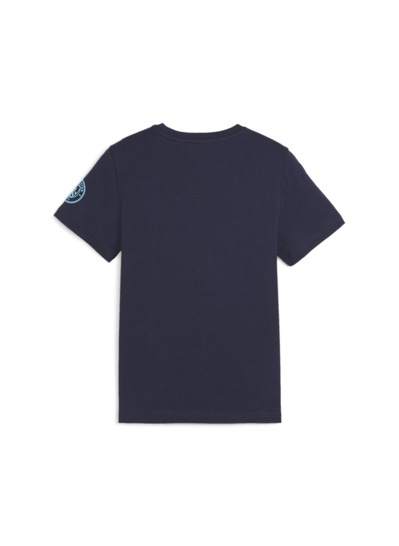 PUMA Manchester City Ftblicons Kids Unisex Blue T-shirt  - Image 2