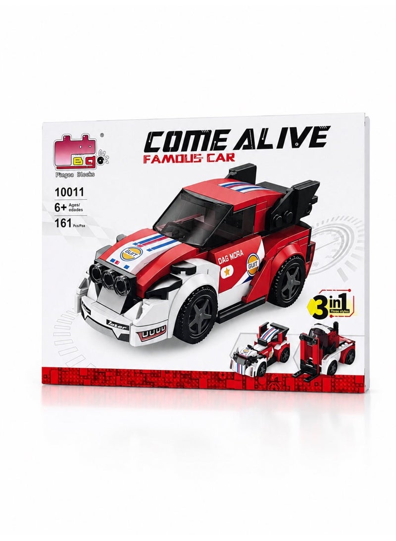 Pingao Blocks Come Alive Famous Car 3-in-1 Building Blocks Toy Set Red 161 Pieces for Kids 6+ - Image 2