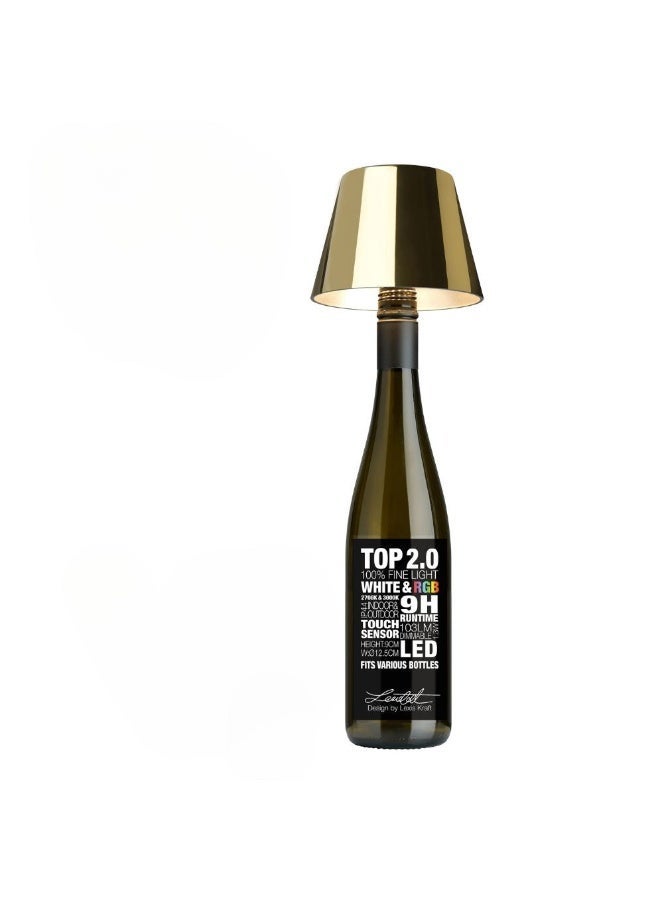 Sompex Top 2.0 Bottle Table Lamp (Glossy finish) | indoor & outdoor use | IP 44 Splashproof | 3 metallic colours | Stepless touch with dimmable and memory functions | 12.5x11 cm - Gold - Image 1