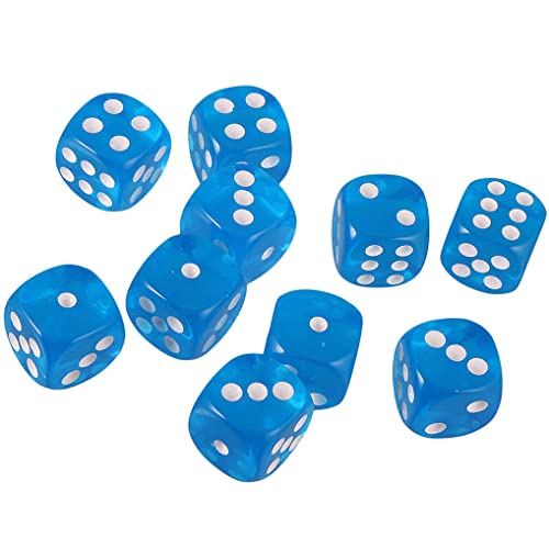 Yiotfandoll 10PCS Polyhedral Dice D6 Acrylic Dice 16mm Transparent Blue for RPG MTG DND Table Games - Image 1
