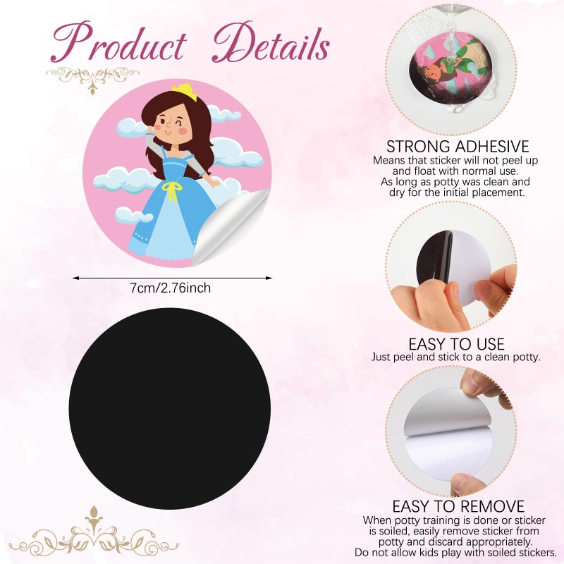 Geyee 24 Pcs Potty Training Stickers Potty You Pee on Toilet Reveal Stickers Chart Reusable Pee Decals Color Changing Seat Toilet Targets for Boys Girls Kids Training Use(Princess) - Image 3