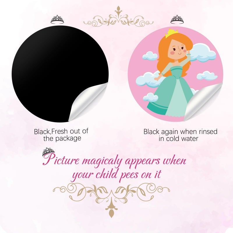 Geyee 24 Pcs Potty Training Stickers Potty You Pee on Toilet Reveal Stickers Chart Reusable Pee Decals Color Changing Seat Toilet Targets for Boys Girls Kids Training Use(Princess) - Image 2
