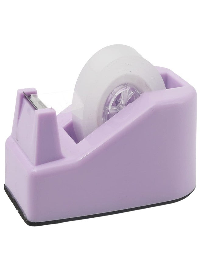 ROSEUP Desktop Tape Dispenser Heavy Duty Desk Accessories Floral Office Tape Dispensers, Weighted Non-Skid Base, Macaron Purple - Image 3