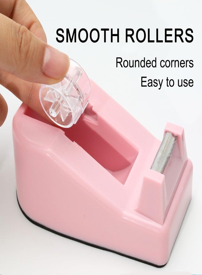 ROSEUP Desktop Tape Dispenser Heavy Duty Desk Accessories Floral Office Tape Dispensers, Weighted Non-Skid Base, Macaron Purple - Image 5