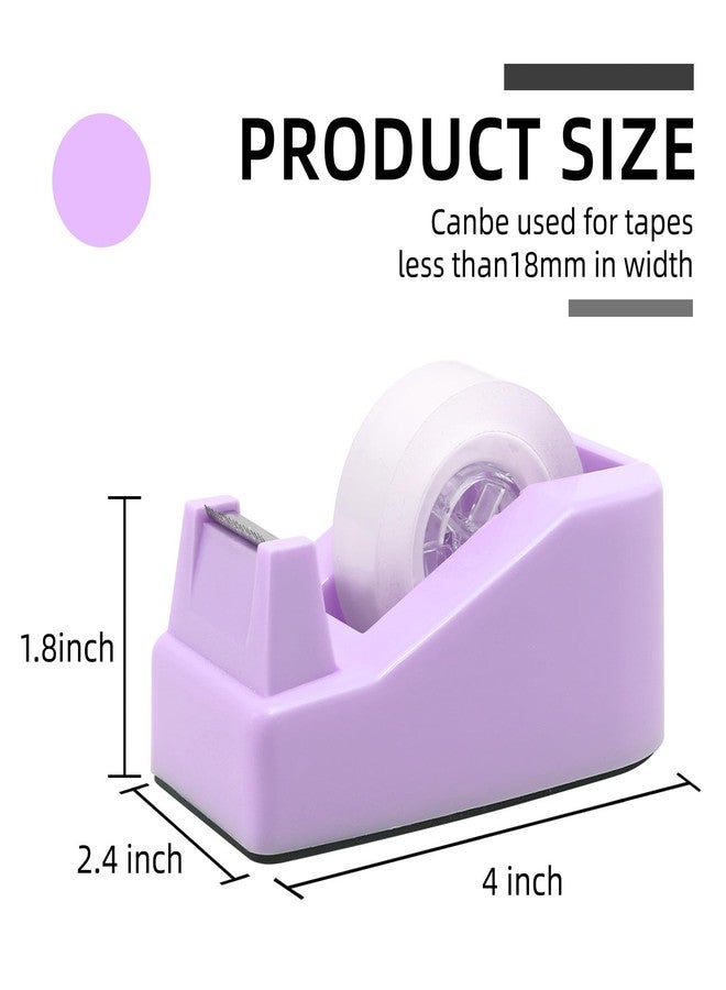 ROSEUP Desktop Tape Dispenser Heavy Duty Desk Accessories Floral Office Tape Dispensers, Weighted Non-Skid Base, Macaron Purple - Image 2
