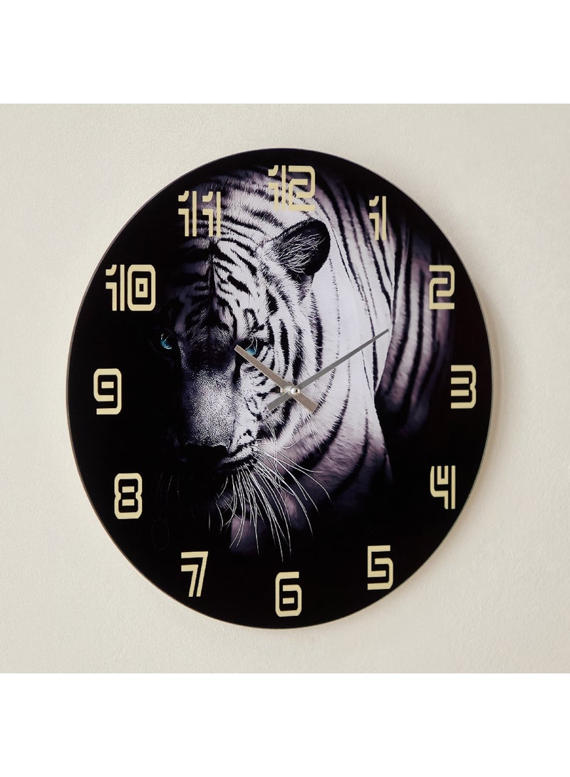Fero Tiger Clock with Tinted Glass 38 x 38 x 4.5 cm