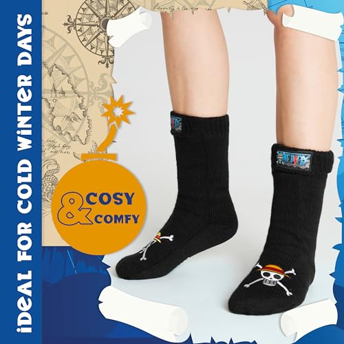 One Piece Fluffy Socks for Teenagers Soft and Warm Slipper Socks with Sherpa Lining One Size 4-8 Anime Gifts for Him - Image 2