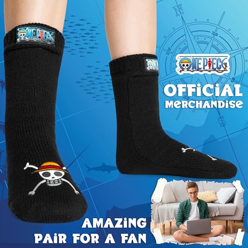One Piece Fluffy Socks for Teenagers Soft and Warm Slipper Socks with Sherpa Lining One Size 4-8 Anime Gifts for Him - Image 5