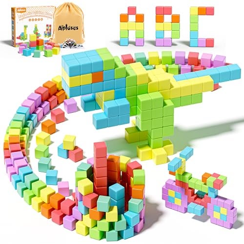 Apluses 42PCS Magnetic Blocks Set Magnet Building Cubes for Toddlers Travel Sensory Autism Preschool Montessori Toys for 3 4 5 6 7 8 Year Old Birthday Girls Boys Gifts - Image 1