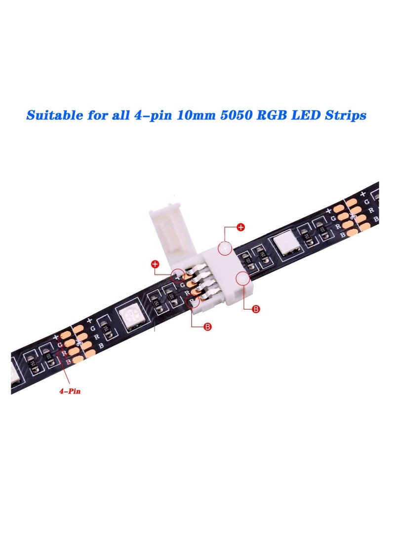Generic 30 Pcs RGB LED Strip Connector Full Kit, 4 Pin Gapless Solderless Adapter Extension Compatible with SMD 5050 LED Strip, 20 Gapless Connectors, 5 L Connectors and 5 T Connectors(10 mm)  - Image 2