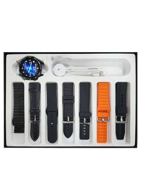 Wisme WS-63 Max Smartwatch with AMOLED Display, Wireless Charging, and Health Sensors - Stylish Black Design with Multiple Straps for iOS and Android Compatibility