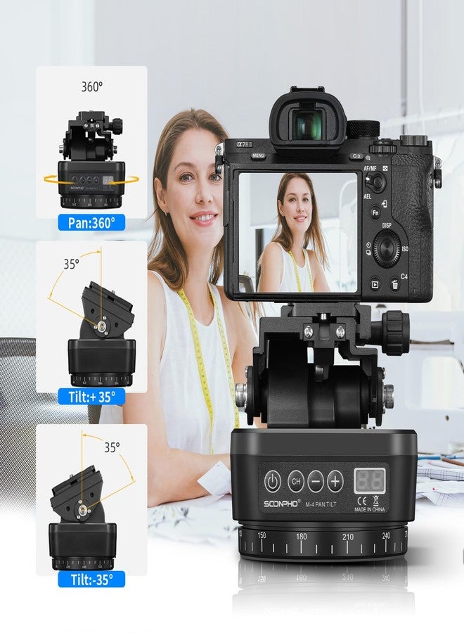 Soonpho M4 Motorized Rotating Panoramic Tripod Head, Remote Control 360° Pan Tilt Head with Mobile Phone Clip for DSLR Cameras, Camcorders, Smartphones, Tripod - Image 2