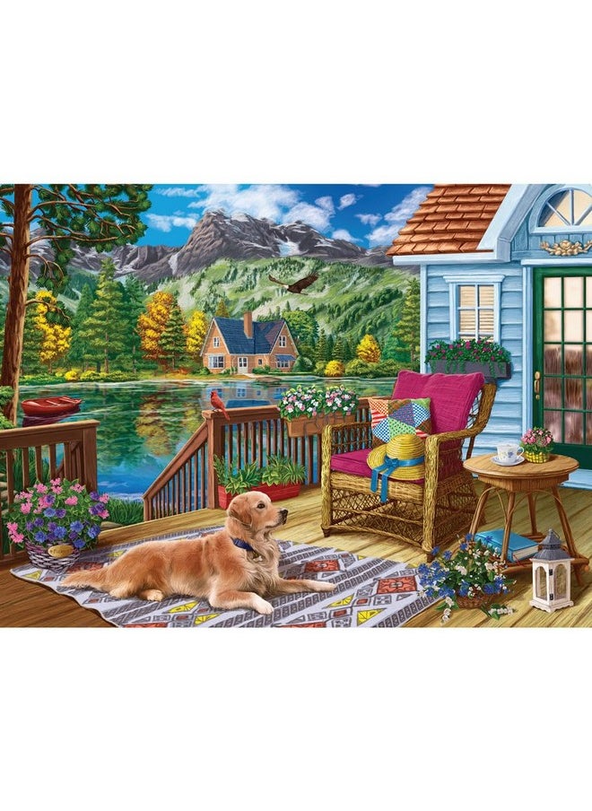 Bits and Pieces Bits and Pieces - 500 Piece Jigsaw Puzzle for Adults - 18" x 24" - Terrace Near The Mountain Lake - 500 pc Lakehouse Dog Jigsaw by Image World  - Image 1