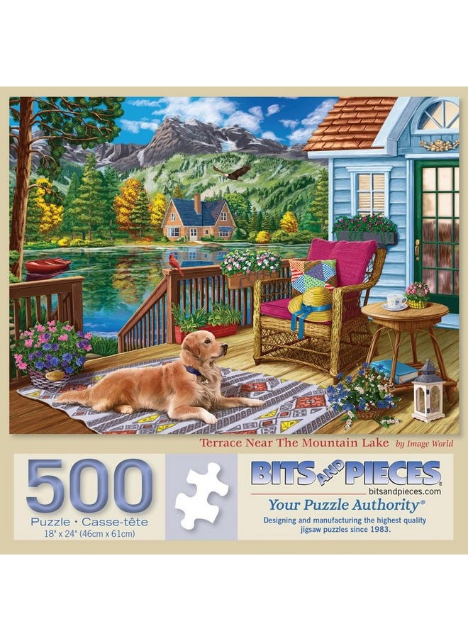 Bits and Pieces Bits and Pieces - 500 Piece Jigsaw Puzzle for Adults - 18" x 24" - Terrace Near The Mountain Lake - 500 pc Lakehouse Dog Jigsaw by Image World  - Image 2