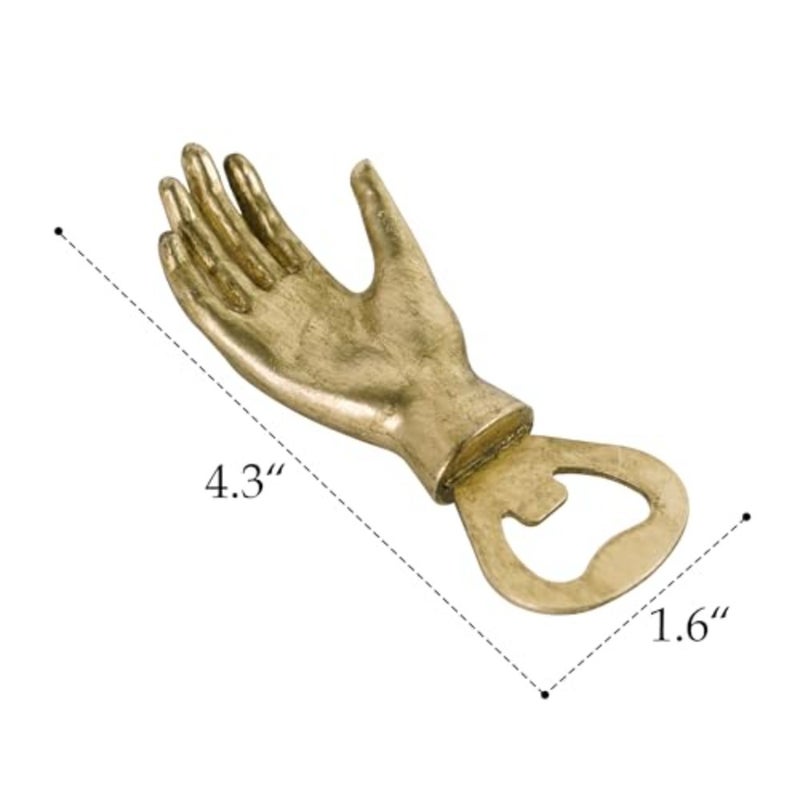 Vintage Hand Shape Beer Bottle Opener Functional Bottle Opening Father's Day Christmas Birthday Gift for Men Husband Father Beer Lovers Funny Metal Decor for Homes Kitchen Man Cave, Gold - Image 5