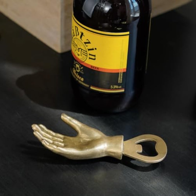 Vintage Hand Shape Beer Bottle Opener Functional Bottle Opening Father's Day Christmas Birthday Gift for Men Husband Father Beer Lovers Funny Metal Decor for Homes Kitchen Man Cave, Gold - Image 4