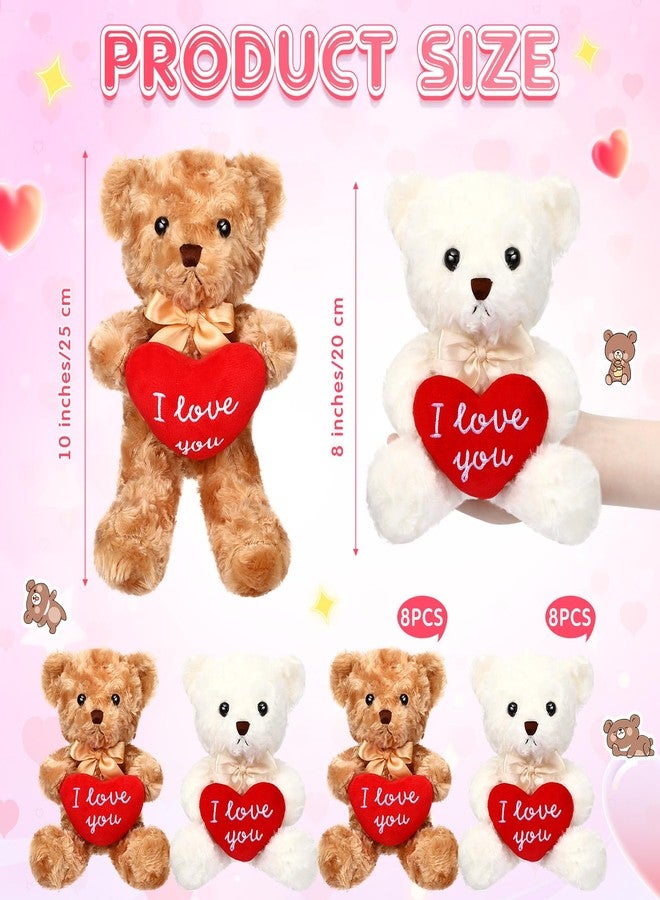 Hungdao 16 Pcs Valentine's Bear Stuffed Animals -10 Inch Soft Plush Bears with Heart - Romantic Valentine's Gifts for Girlfriend Birthday Anniversary Wedding Party Decoration - Image 2