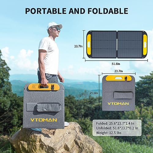 VTOMAN Portable Solar Panel for Solar Generator, 110W 19V Folding Solar Charger with 23% Efficiency, IP67 Waterproof and Adjustable Kickstands Design for Camping, RV, Outdoor Adventures (VS110) - Image 2
