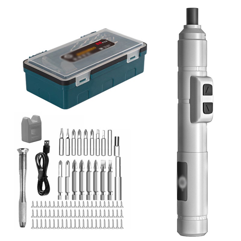 Cordless Electric Screwdriver Set 88pcs Multicolor - Ergonomic Antislip Handle Strong-magnetics Motor Mini Screwdriver Kit for Household Repairs - Image 1