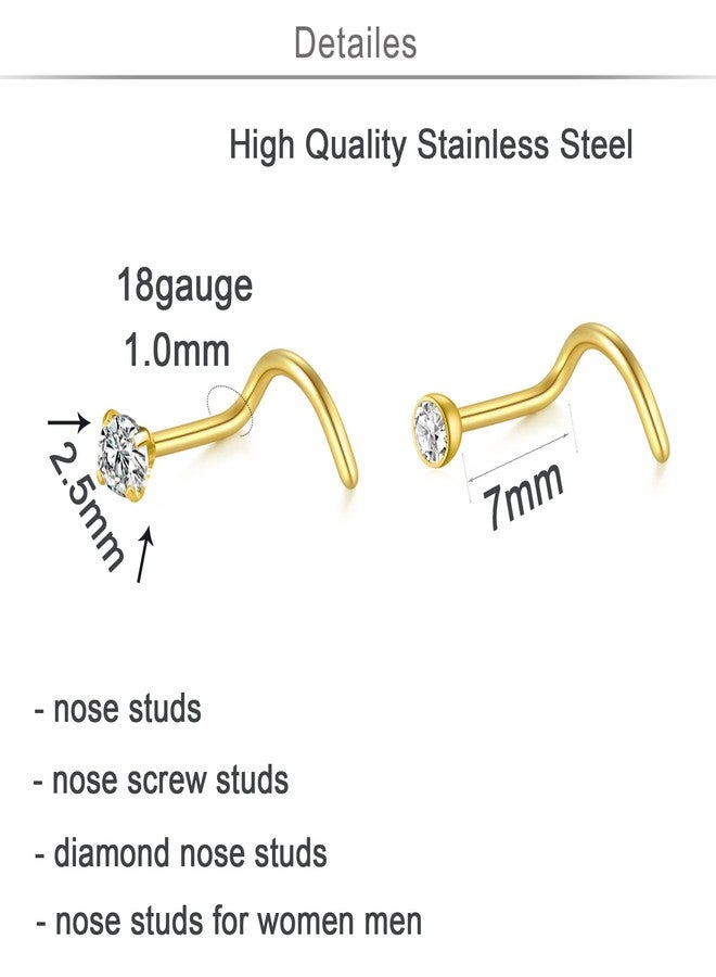 QWALIT حلقة أنف QWALIT، عيار 18، مصنوعة من الفولاذ الجراحي، بتصميم لولبي للنساء - فولاذ مقاوم للصدأ عيار 18، لون ذهبي - Image 2