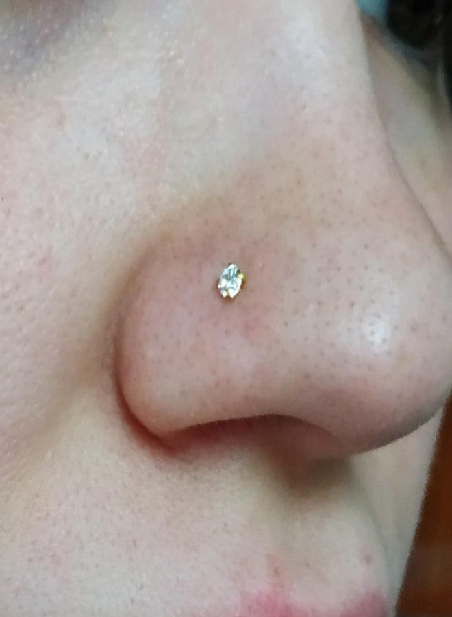 QWALIT حلقة أنف QWALIT، عيار 18، مصنوعة من الفولاذ الجراحي، بتصميم لولبي للنساء - فولاذ مقاوم للصدأ عيار 18، لون ذهبي - Image 3