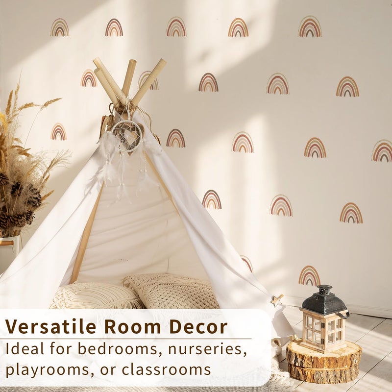 funlife 72 PCS Small Boho Rainbow Wall Decals Peel and Stick, Self Adhesive Colorful Rainbow Wall Sticker for Girls Bedroom Decor, Kids Nursery Room Decoration, 2.56" x 2.17" - Image 4