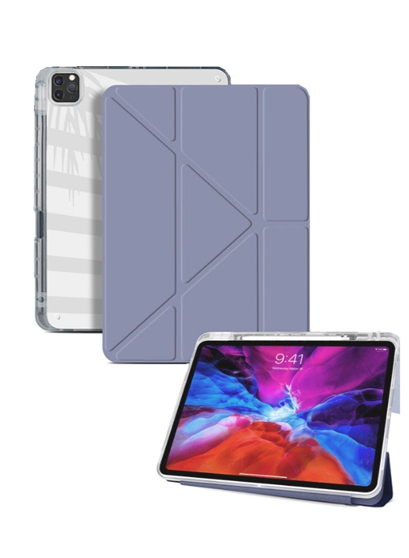 for iPad Air 13 inch (24/25) / ipad Pro 12.9 inch (22/21/20/18) Case Cover, Triple Fold Y-shaped Design, Multi Angle, Leather Tablet Cover With Pen Slot, Automatic Wake-up/sleep,Purple - Image 1