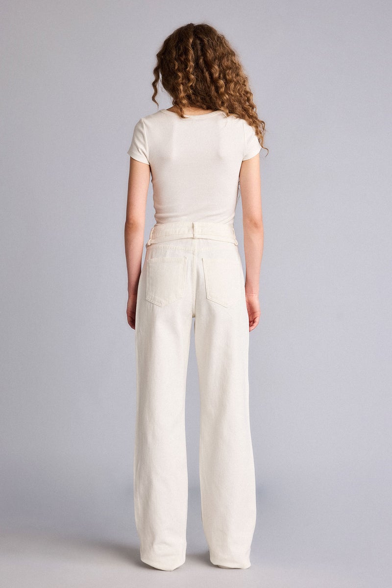 DeFacto White Woman Straight Wide Leg High Waist Jeans Casual - Image 5
