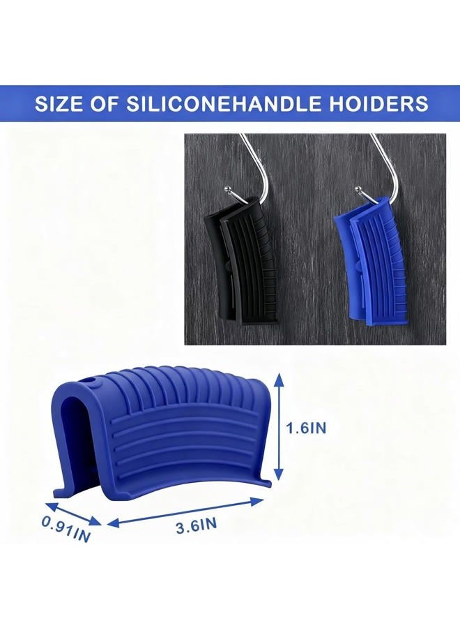 INTATIKOO Silicone Assist Handle Holder (Blue+Black01),2 Pairs Silicone Pot Handle Holders,Hot Skillet Handle Covers, - Image 2