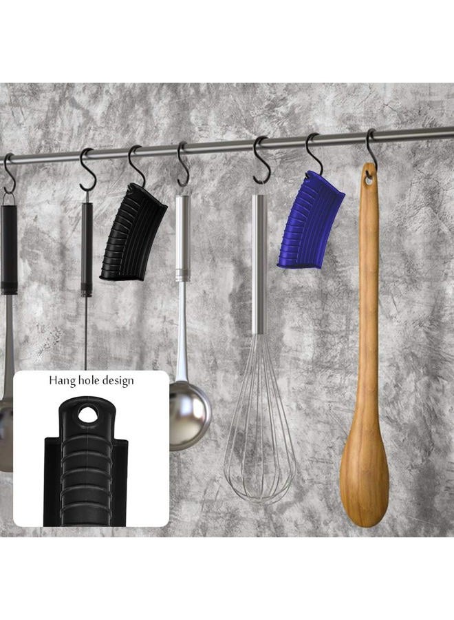 INTATIKOO Silicone Assist Handle Holder (Blue+Black01),2 Pairs Silicone Pot Handle Holders,Hot Skillet Handle Covers, - Image 3