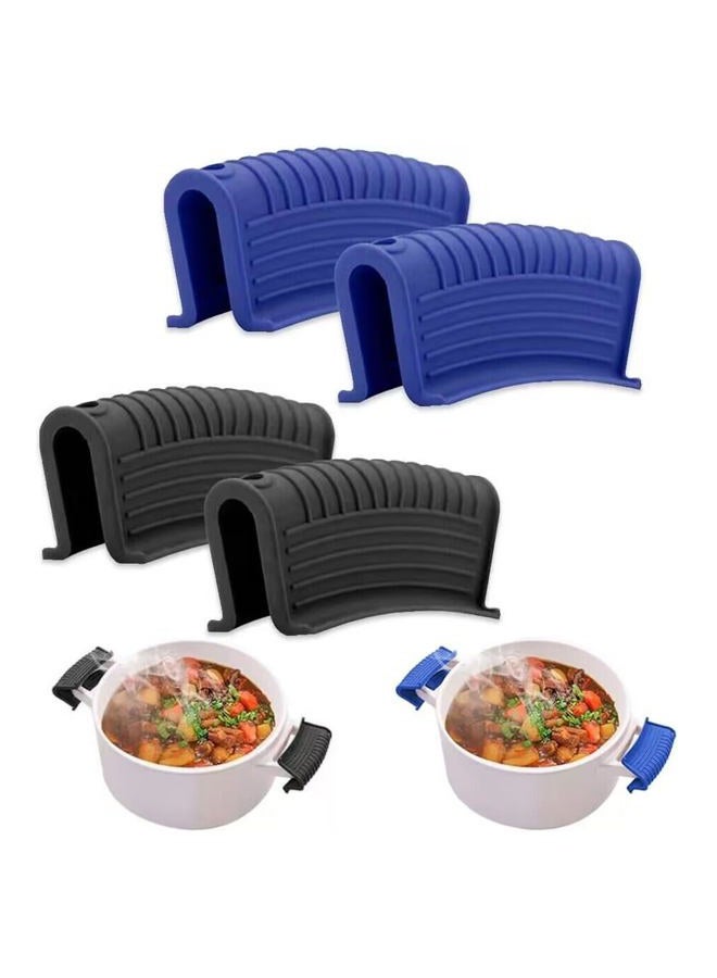 INTATIKOO Silicone Assist Handle Holder (Blue+Black01),2 Pairs Silicone Pot Handle Holders,Hot Skillet Handle Covers, - Image 1