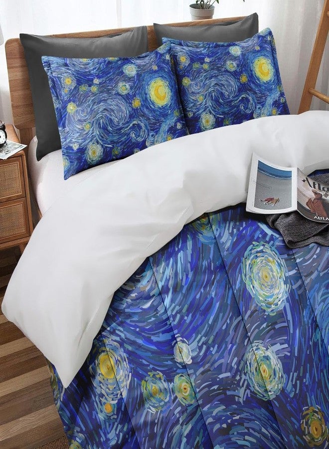 Culudea Moon Blue Van Comforter Set Full Size Comforter Starry Summer Vintage includes Comforter & Pillowcase Bedding for All Seasons Kids and Adults Bedroom Bed Decor - Image 2