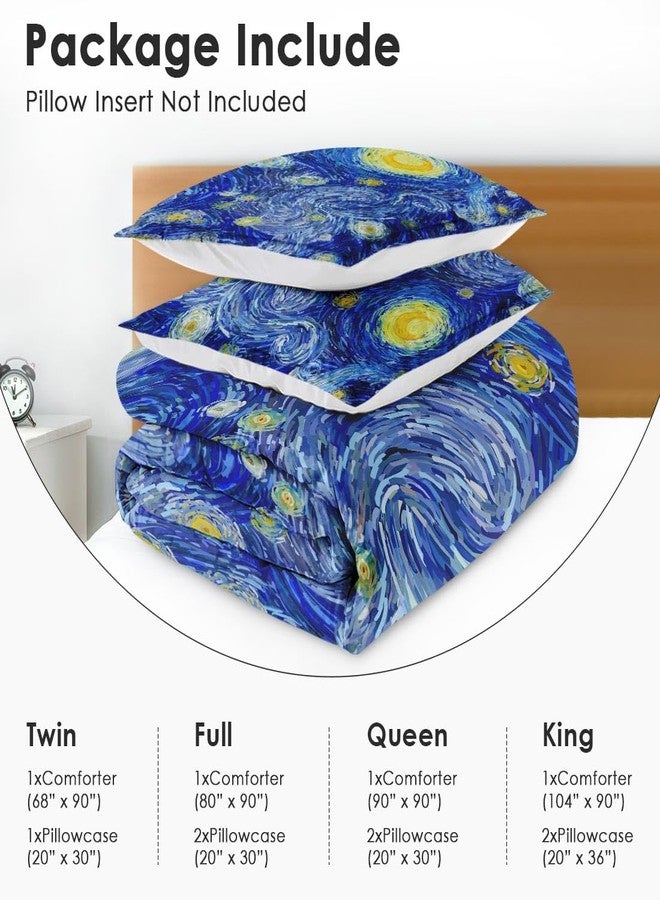 Culudea Moon Blue Van Comforter Set Full Size Comforter Starry Summer Vintage includes Comforter & Pillowcase Bedding for All Seasons Kids and Adults Bedroom Bed Decor - Image 3