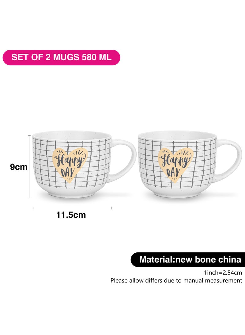 Fissman طقم أكواب 2 قطعة 580 مل يوم سعيد مصنوعة من البورسلين الجديد - Image 3