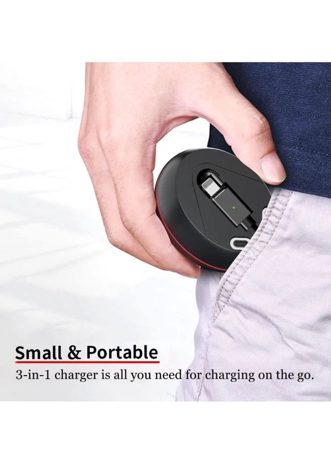 كابل شحن USB، كابل شحن مغناطيسي قابل للسحب 3 في 1، كابل شحن متعدد بطول 3 أقدام للسفر، متوافق مع أجهزة USB من النوع C و Micro USB وأجهزة iPhone - Image 5