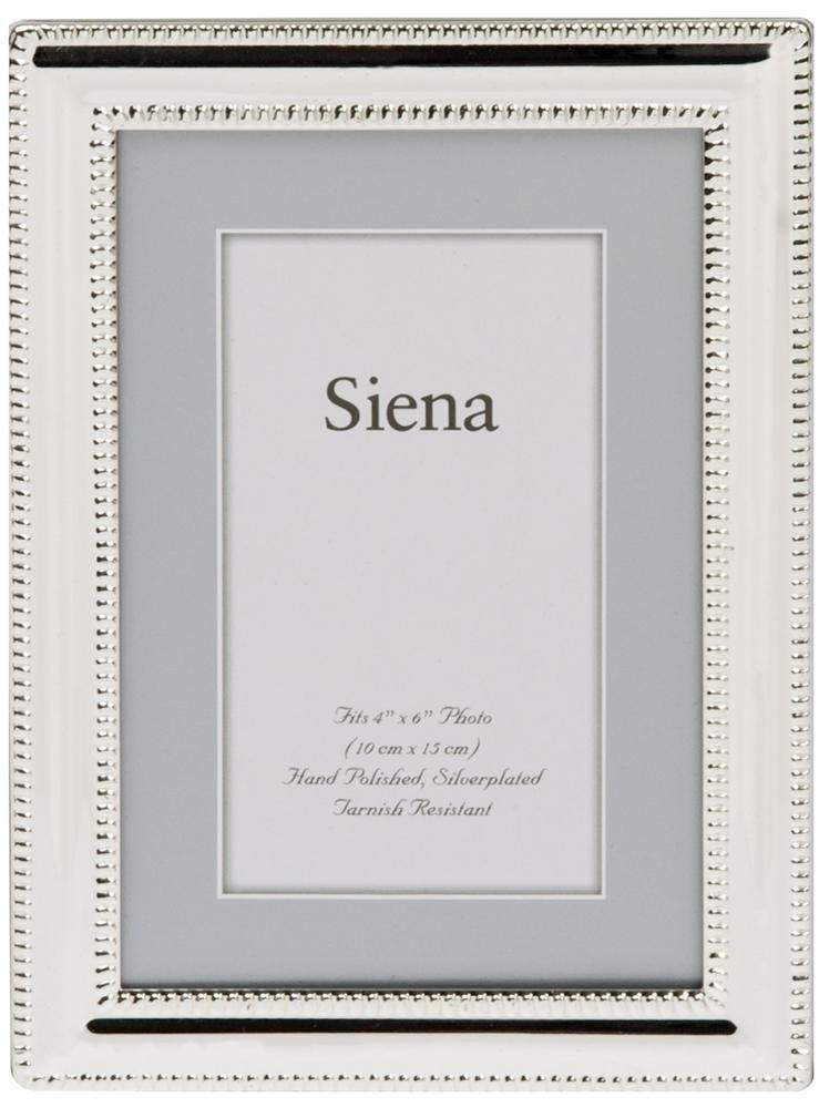 Siena Double Border Bead Silver Picture Frame  Tarnish Resistant Finish  Perfect Photo Frame for any End Table Credenza  Shelf  Nightstand  Silver 4x6 - Image 1