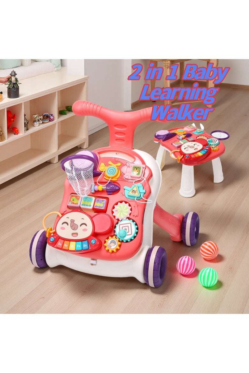 زيريفام مشاية تعليمية للأطفال، مشاية تعليمية متعددة الوظائف 2 في 1 مع مركز أنشطة للجلوس والوقوف، ألعاب تعليمية مبكرة للمشي بالدفع مع مركز أنشطة قابل للفصل للأطفال الرضع والأطفال الصغار من عمر 12 شهرًا فأكثر - Image 1