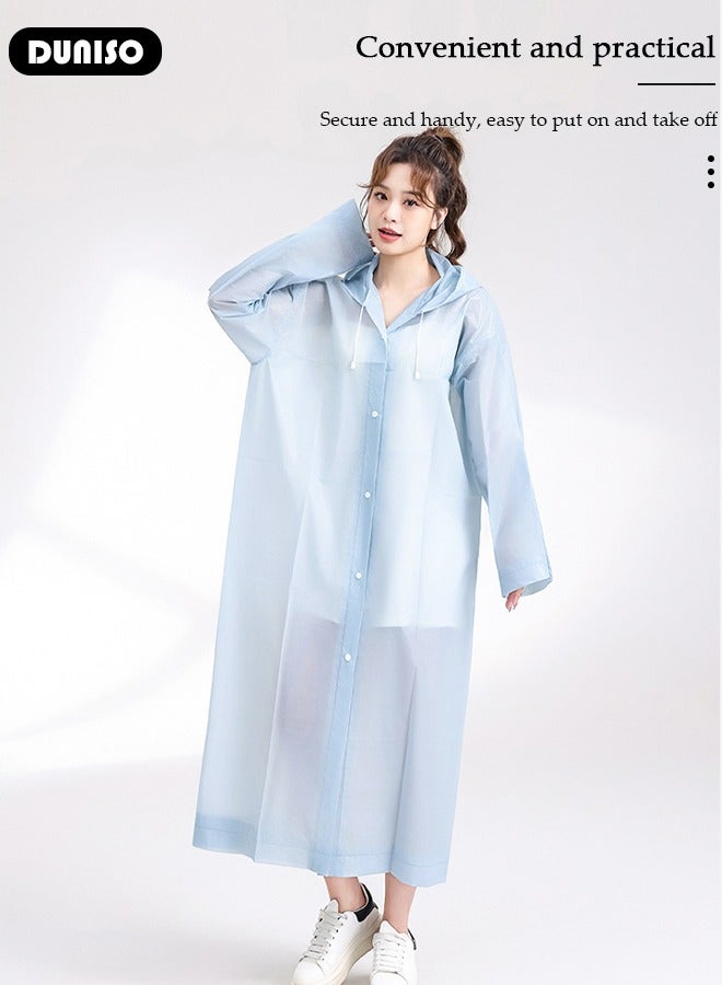 DUNISO Rain Coat, EVA Waterproof Rain Ponchos for Women, Reusable Packable Raincoat for Travel Emergency, Rain Wear for with Hood and Drawstring - Image 5
