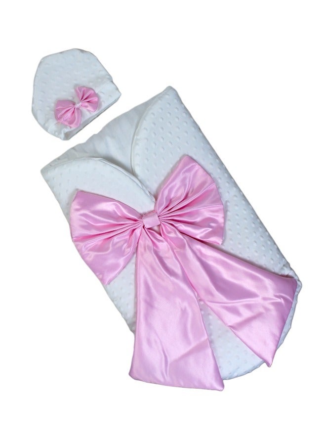 Baby Blanket Swaddle Sleeping Bag With A Bow & Cap for Newborn Easy to Carry - Image 1